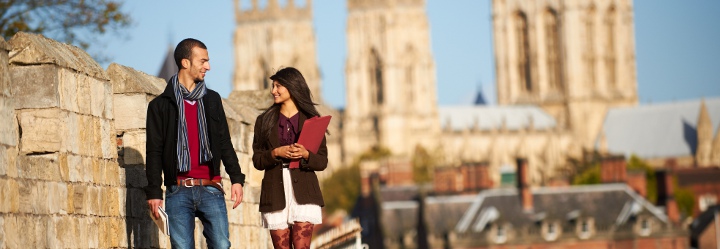 University of York students on city walls